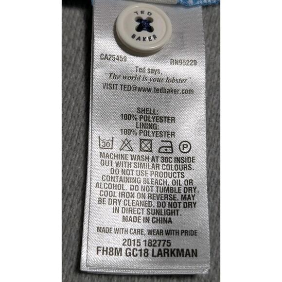 Ted Baker Men's Swim Trunks Size 5 (L) Larkman Lobster Logo Blue Fish Print - Picture 7 of 10